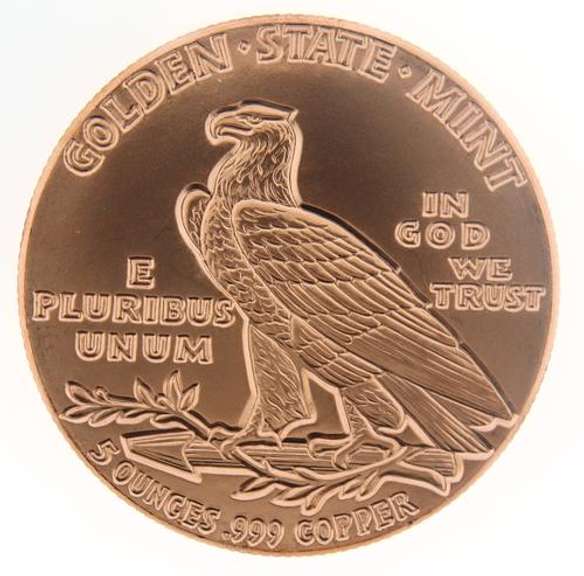 1929 5oz .999 Indian Head Round Copper