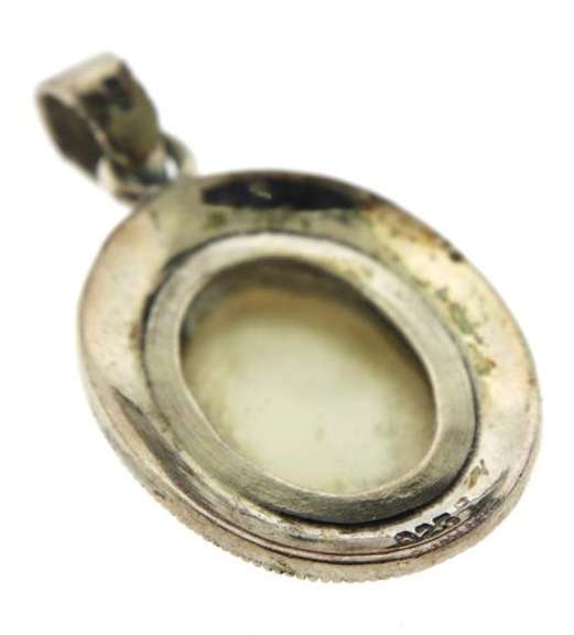 Sterling Silver Mop and Marcasite Pendant