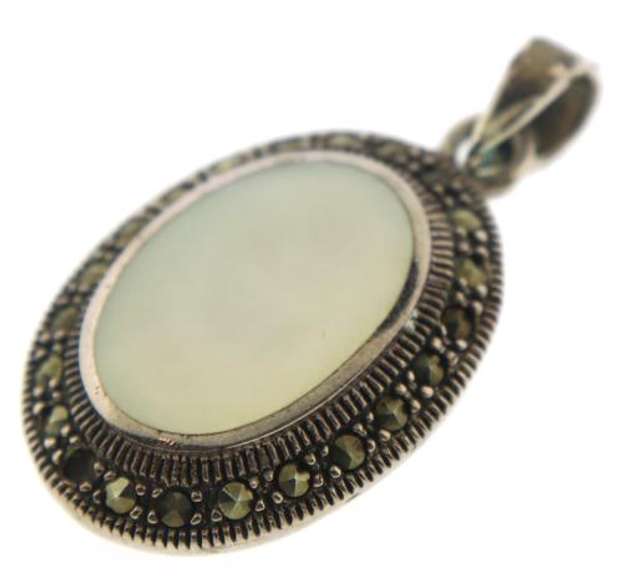 Sterling Silver Mop and Marcasite Pendant