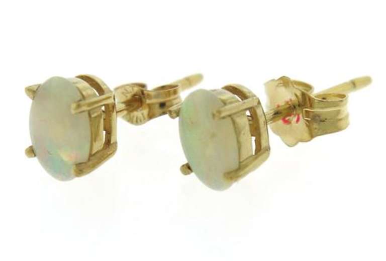 Beautiful Yellow Gold Opal Stud Earrings