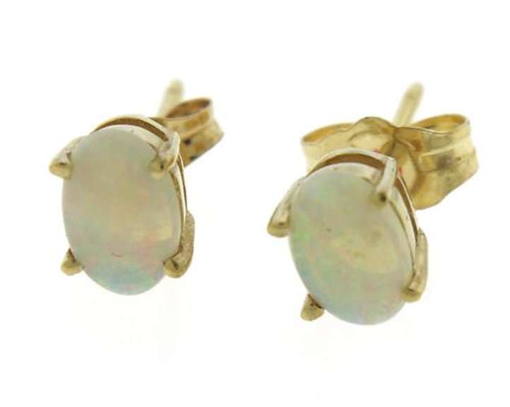 Beautiful Yellow Gold Opal Stud Earrings