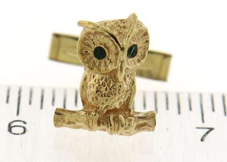 Gent's Yellow Gold Owl Cufflinks
