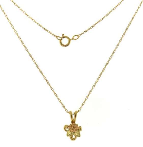 Whimsical Black Hill Gold Flower & Leaf Necklace