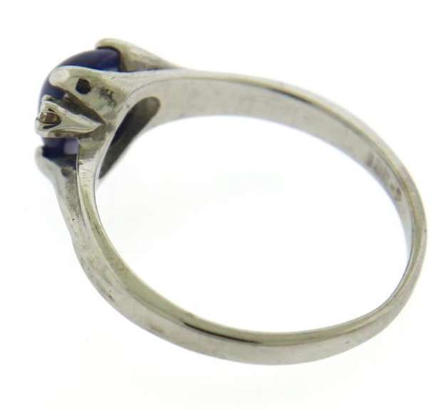 Charming Synthetic Blue Star Sapp & Diamond Accent Ring