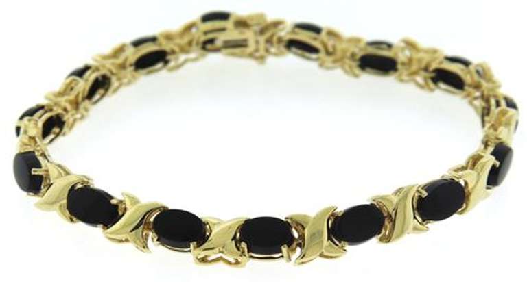 Favorite Black Onyx X Link Yellow Gold Bracelet