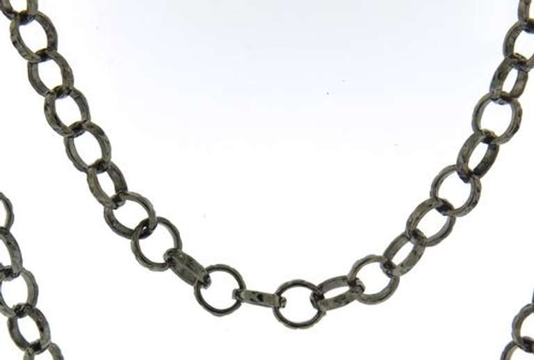 Dramatic Oxidized & Textured Round Link 36" Silver Rope Chain