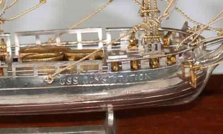 USSConstitution Sterling Silver Ship In Presentation Case