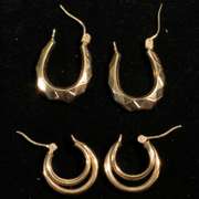 2 Pair Of 14 K Yellow Gold Earrings