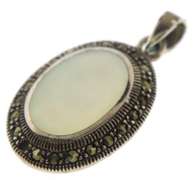Sterling Silver Mop and Marcasite Pendant