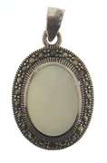 Sterling Silver Mop and Marcasite Pendant