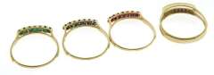Exceptional Set of 4 Interchangeable Gemstone Yellow Gold Rings