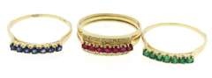 Exceptional Set of 4 Interchangeable Gemstone Yellow Gold Rings