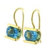 Beautiful 18kt Oval Blue Topaz Earrings