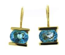 Beautiful 18kt Oval Blue Topaz Earrings