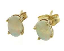 Beautiful Yellow Gold Opal Stud Earrings