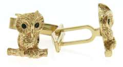 Gent's Yellow Gold Owl Cufflinks