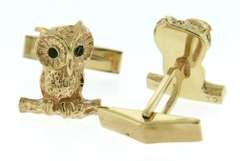 Gent's Yellow Gold Owl Cufflinks