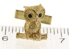 Gent's Yellow Gold Owl Cufflinks