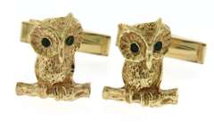 Gent's Yellow Gold Owl Cufflinks