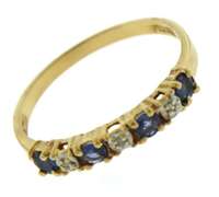 Great Yellow Gold Blue Sapphire and Diamond Band
