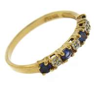 Great Yellow Gold Blue Sapphire and Diamond Band