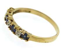 Great Yellow Gold Blue Sapphire and Diamond Band
