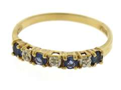 Great Yellow Gold Blue Sapphire and Diamond Band