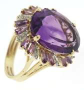 Elegant Yellow Gold Amethyst & Diamond Accent Ring