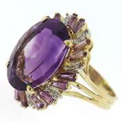 Elegant Yellow Gold Amethyst & Diamond Accent Ring