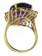 Elegant Yellow Gold Amethyst & Diamond Accent Ring