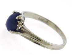 Charming Synthetic Blue Star Sapp & Diamond Accent Ring
