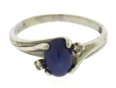 Charming Synthetic Blue Star Sapp & Diamond Accent Ring