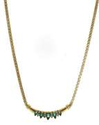 Great Yellow Gold Marquise Emerald & Diamond Necklace