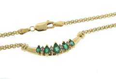 Great Yellow Gold Marquise Emerald & Diamond Necklace