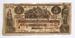 Early $ 5 CSA Note September 2 1861 Series