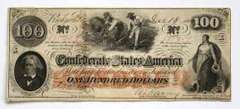 Scarce Unc Dec 18 1862 $100 CSA Note with CSA Watermark