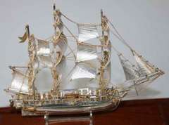 USSConstitution Sterling Silver Ship In Presentation Case