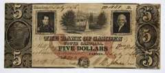 $ 5 Bank Of Camden South Carolina Note July 18 1856