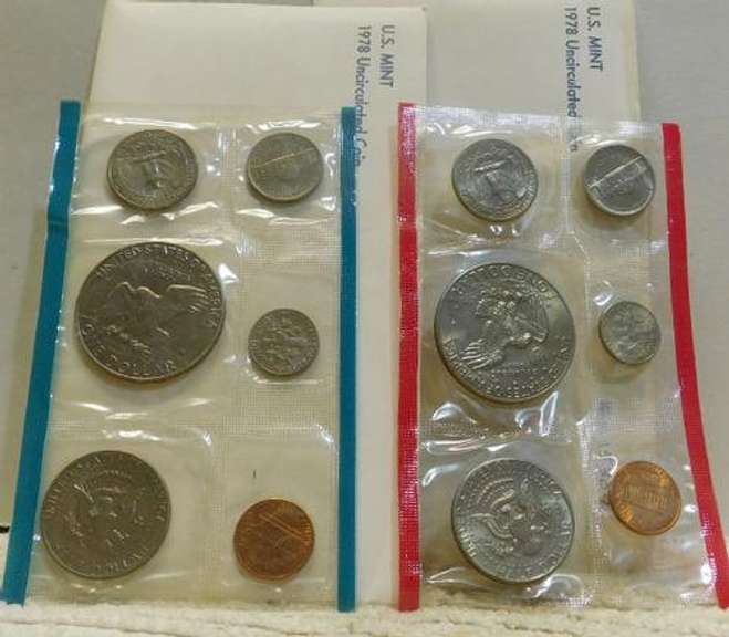 2 each 1978 Mint Uncirculated Sets, w/ P & D Ike Dols.