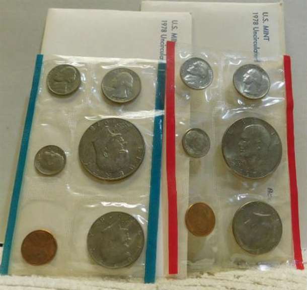 2 each 1978 Mint Uncirculated Sets, w/ P & D Ike Dols.
