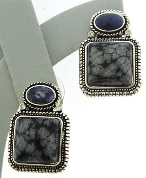 Vintage Silver Tone Gemstone Earrings.