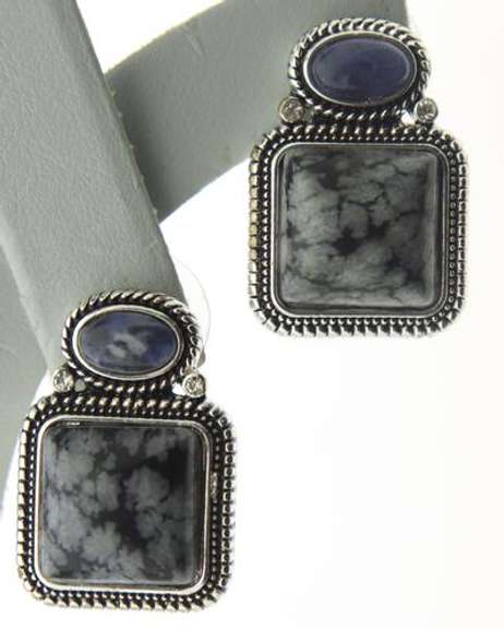 Vintage Silver Tone Gemstone Earrings.