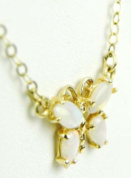 14K Gold Opal Butterfly Necklace