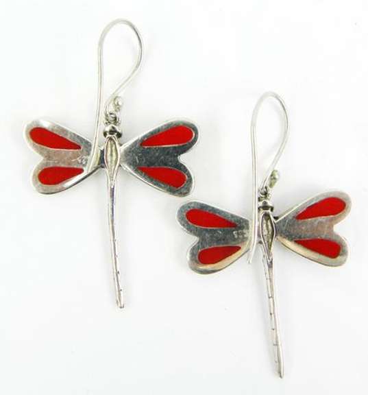 Sterling Gemstone Dragonfly Earrings