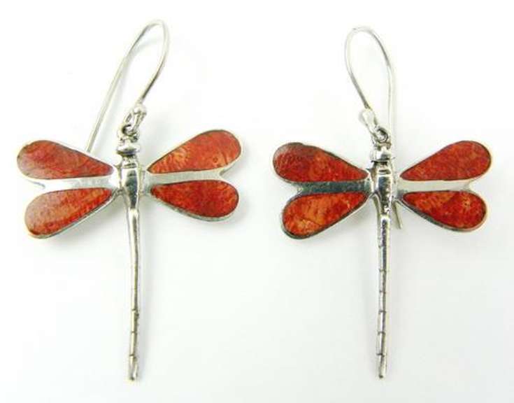 Sterling Gemstone Dragonfly Earrings