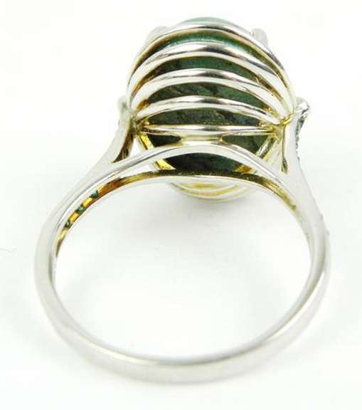 Large Green Agate & Chrome Diopside Sterling Ring, 11.25