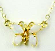14K Gold Opal Butterfly Necklace
