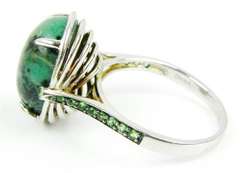 Large Green Agate & Chrome Diopside Sterling Ring, 11.25