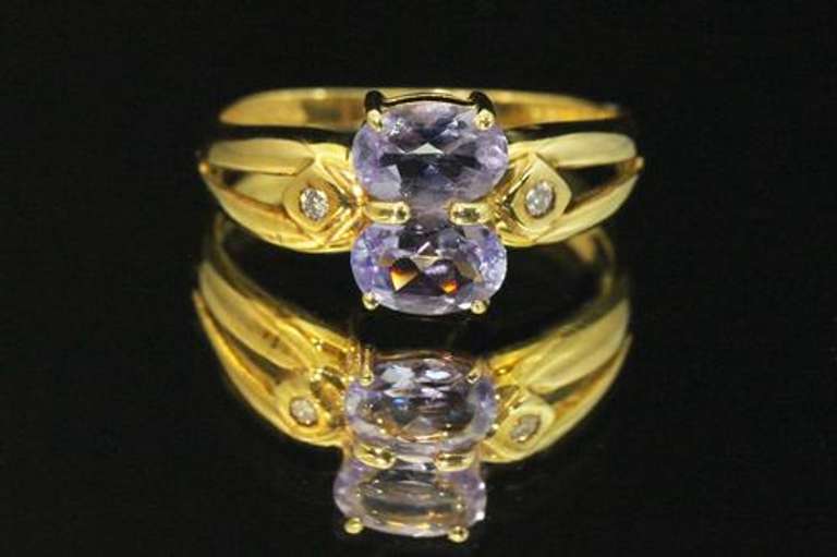 Sweet Tanzanite & Diamond Ring in 14k