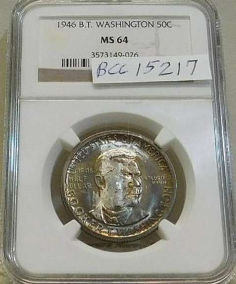 1946 Sil Unc BT Washington Comm. Half NGC MS-64